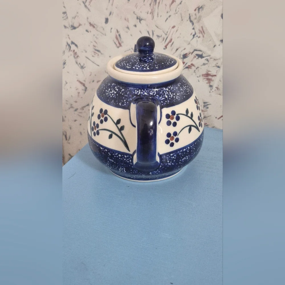 Boleslawiec Polish Pottery Floral Teapot - Picture 2 of 7
